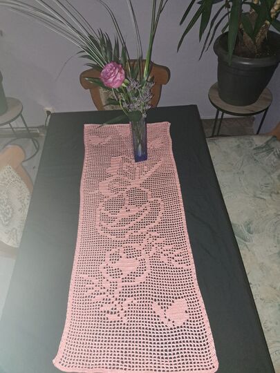 Tischläufer Mohnblumen Häkelanleitung