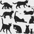 Kreuzstichvorlage Katzensilhouetten,Sampler mit zehn Katzen als PDF und PNG