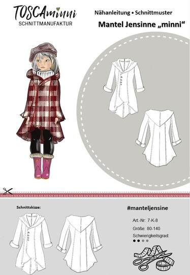 Schnittmuster Kinder Mantel Jensine "minni" Gr. 80-140