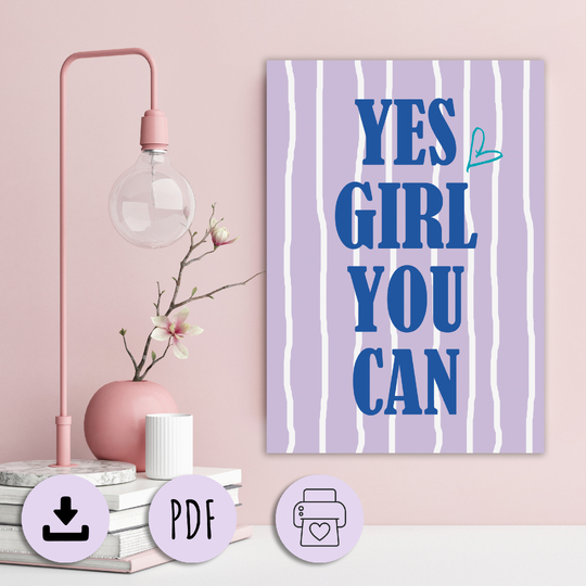 Poster YES GIRL Wandbild Feminismus Geschenk Freundin DOWNLOAD