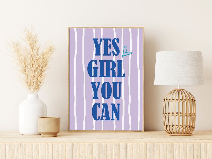 Poster YES GIRL Wandbild Feminismus Geschenk Freundin DOWNLOAD