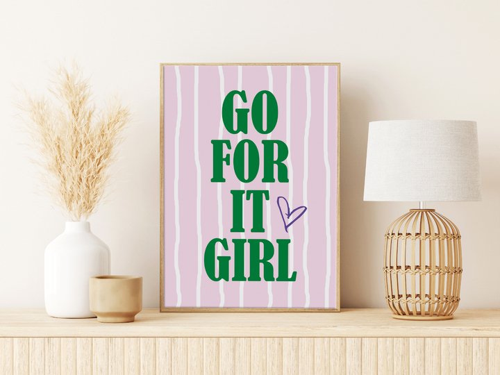 Poster GO FOR IT Girl Wandbild Feminismus Geschenk Freundin Download