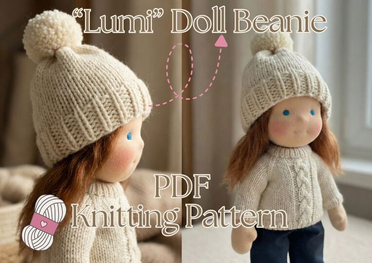Lumi Doll Beanie, Knitting Pattern PDF