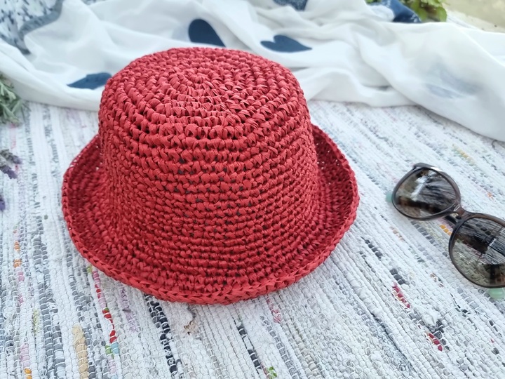 H4 Häkelanleitung Raffia Panamahut (PDF), Sommerhut, Anpassbare Größe