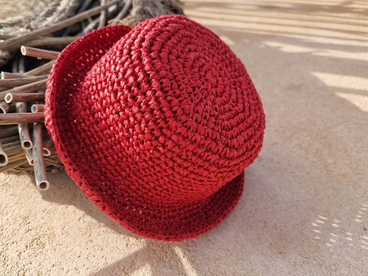 H4 Raffia Bucket Hat Crochet Pattern PDF, Summer Hat, Adjustable Size