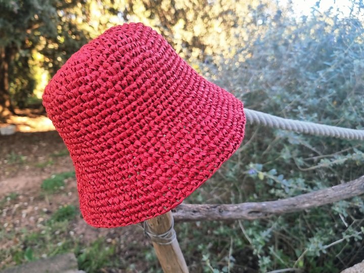 H4 Raffia Bucket Hat Crochet Pattern PDF, Summer Hat, Adjustable Size