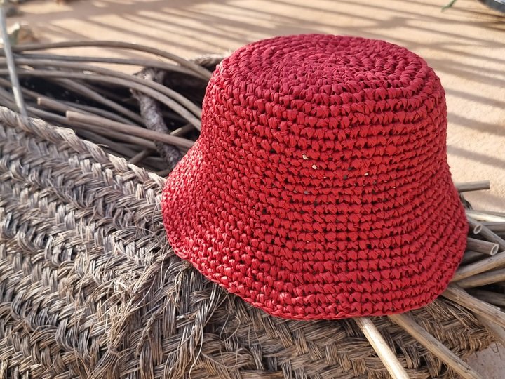 H4 Raffia Bucket Hat Crochet Pattern PDF, Summer Hat, Adjustable Size