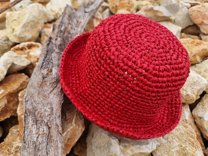 H4 Raffia Bucket Hat Crochet Pattern PDF, Summer Hat, Adjustable Size