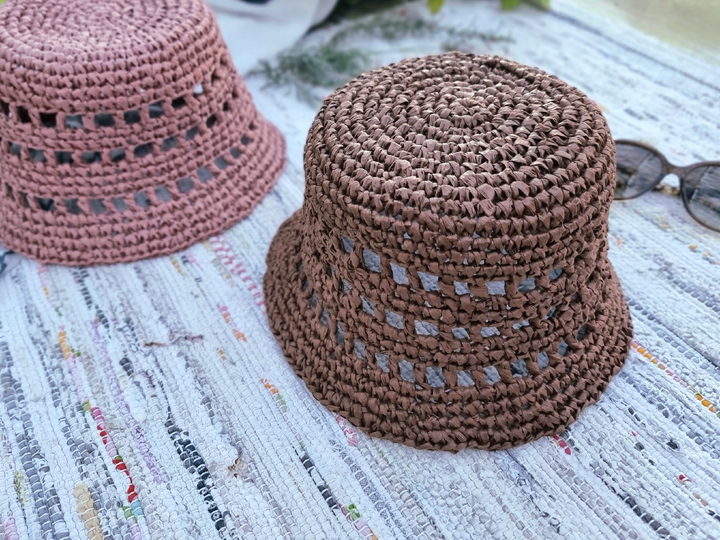 H5 Häkelanleitung Raffia Panamahut (PDF), Sommerhut, Anpassbare Größe