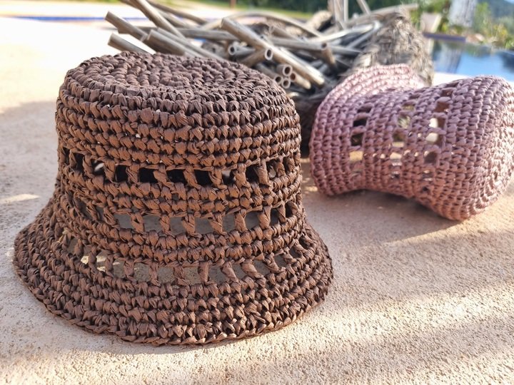 H5 Raffia Bucket Hat Crochet Pattern PDF, Summer Hat, Adjustable Size