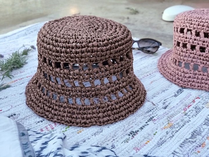 H5 Raffia Bucket Hat Crochet Pattern PDF, Summer Hat, Adjustable Size