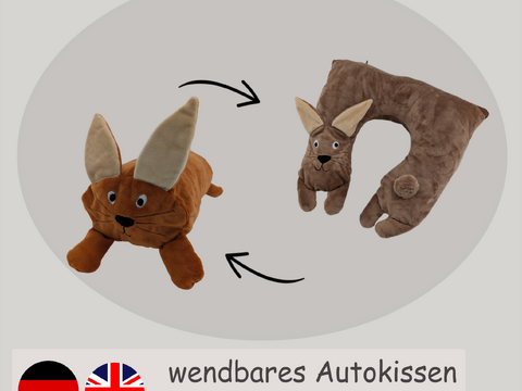 Hase Nackenhörnchen/Rolle – wandelbares Reisekissen aus Sweat