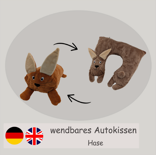 Hase Nackenhörnchen/Rolle – wandelbares Reisekissen aus Sweat