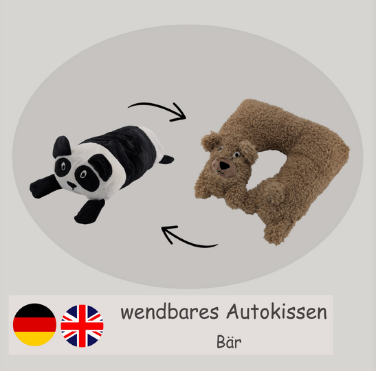 Bär Panda Nackenhörnchen/Rolle – wandelbares Reisekissen aus Sweat