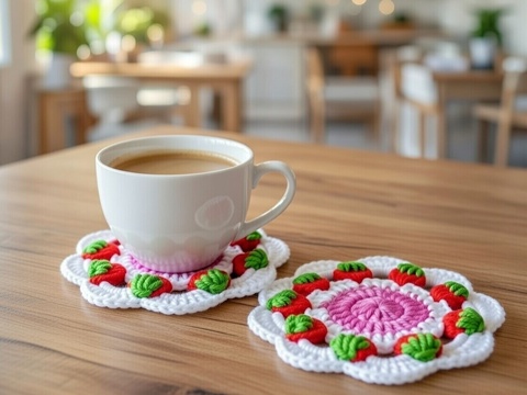 Häkelanleitung Erdbeer Untersetzer PDF + Video Tutorial