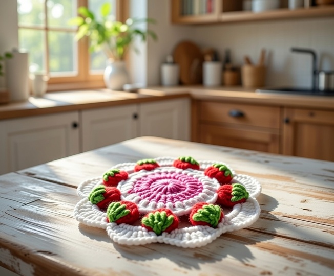 Crochet Strawberry Coaster Pattern PDF + Video Tutorial