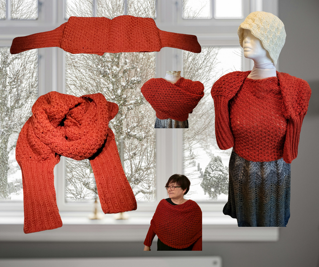 Tunisian Sleeved Scarf – Wrap Scarf | Intermediate