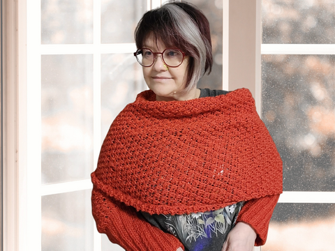 Tunisian Sleeved Scarf – Wrap Scarf | Intermediate