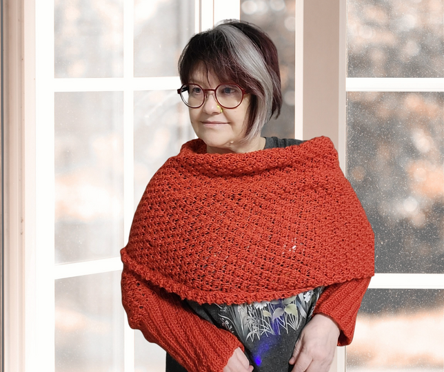Tunisian Sleeved Scarf – Wrap Scarf | Intermediate