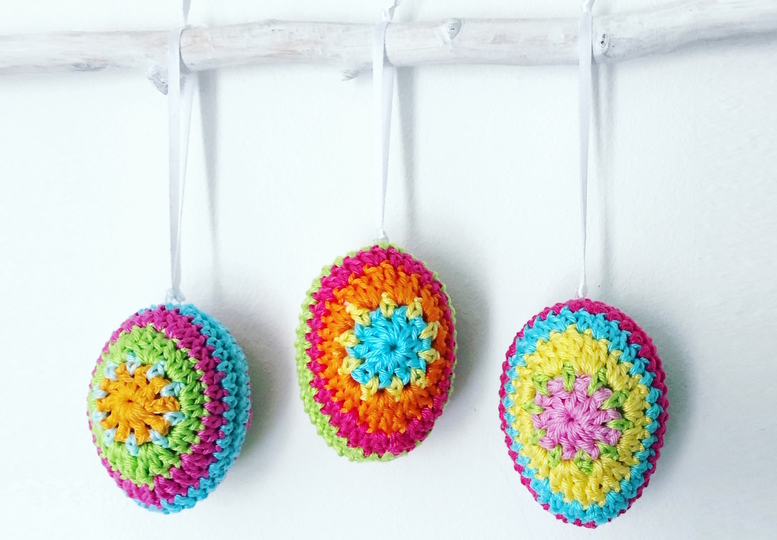 Häkelanleitung Ostereier "Ester", Boho-Look zu Ostern, Osterdeko gehäkelt
