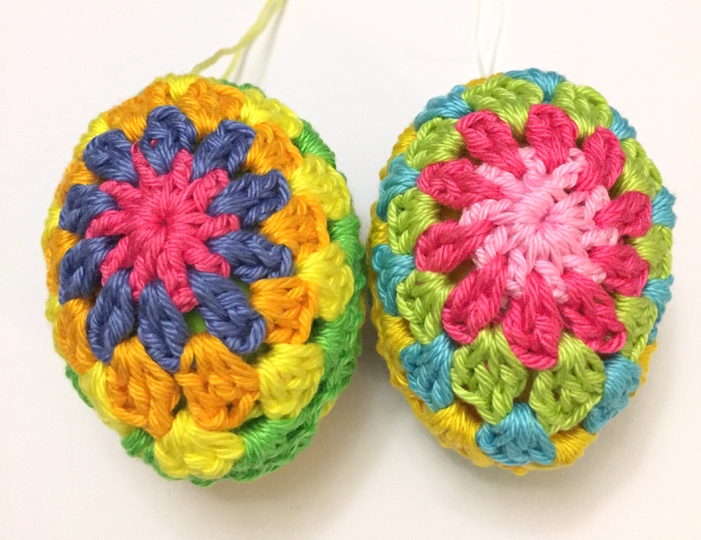 Crochet Pattern Easter Eggs Granny Square Stripes Design, quick and easy