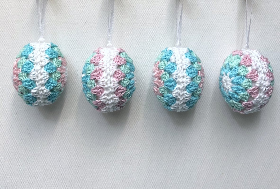 Häkelanleitung Ostereier "Granny Stripes", Osterdeko Eier umhäkeln, einfach - Bild 3
