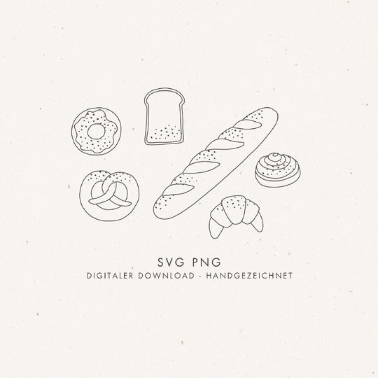 Plotter- und Laserdatei "BROT & GEBÄCK" - liebevoll gestaltete Zeichnung