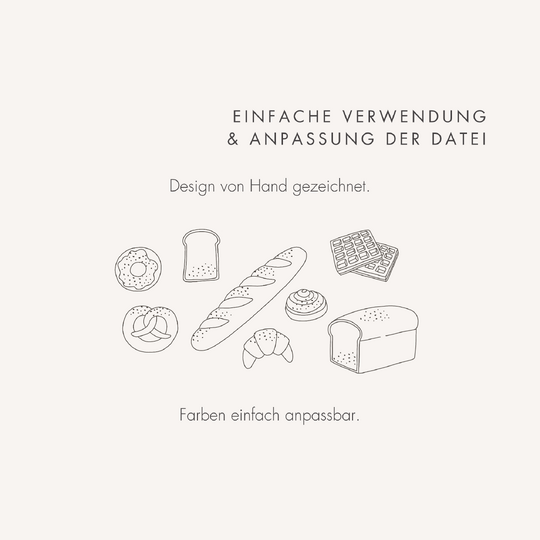 Plotter- und Laserdatei "BROT & GEBÄCK" - liebevoll gestaltete Zeichnung