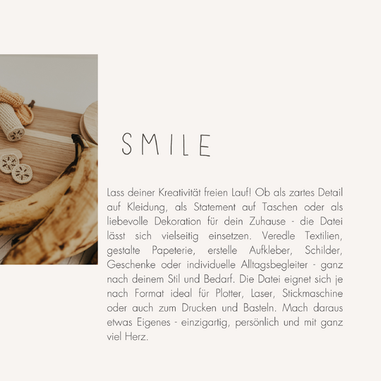 Plotter- und Laserdatei "SMILE" - liebevoll gestaltete Zeichnung