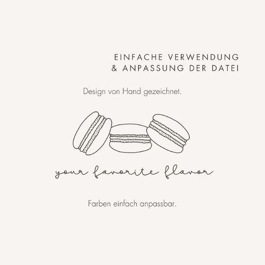 Plotter- und Laserdatei "MACARONS" - liebevoll gestaltete Zeichnung