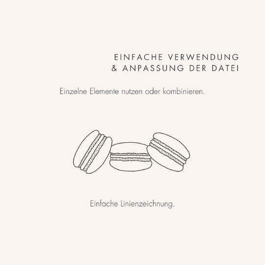 Plotter- und Laserdatei "MACARONS" - liebevoll gestaltete Zeichnung