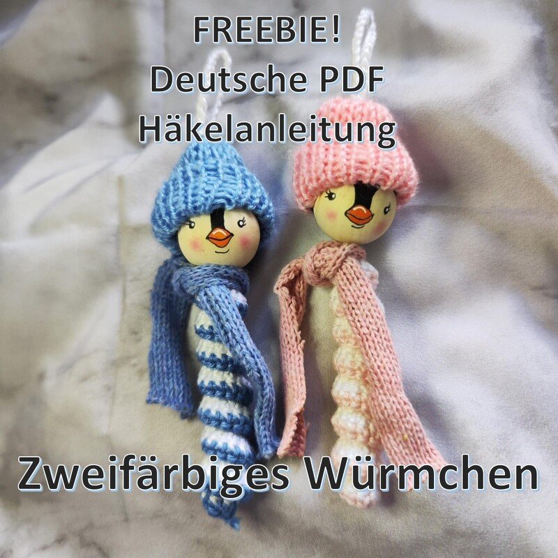 Free crochet pattern “Two-color worry worms” (PDF)