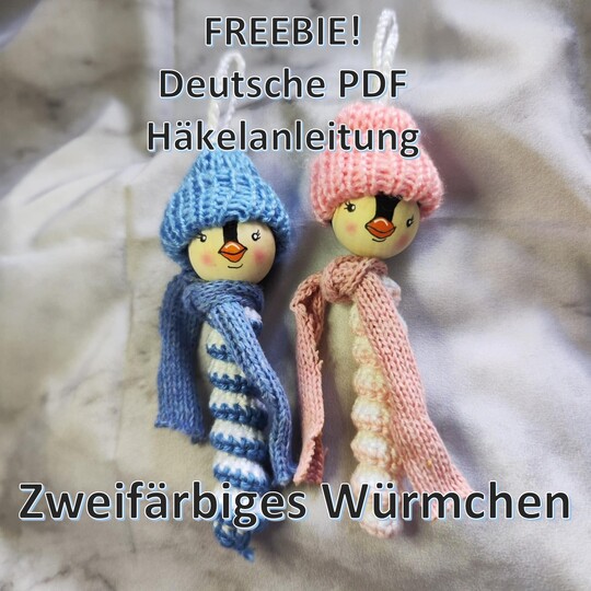 Free crochet pattern “Two-color worry worms” (PDF)