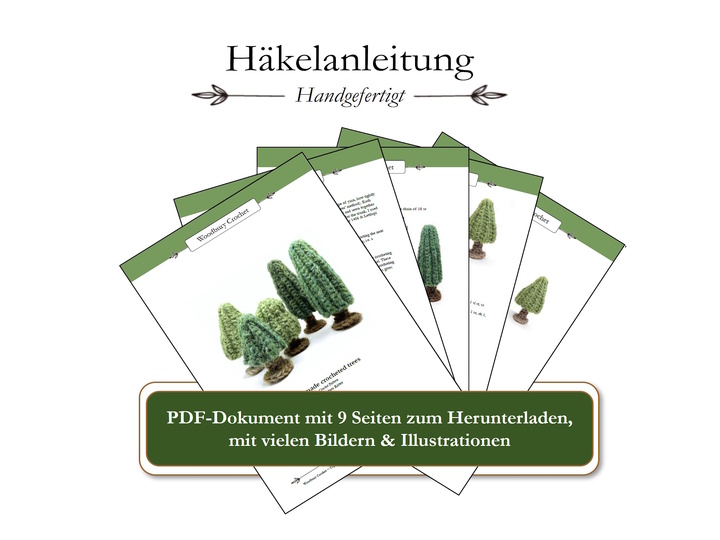 Häkelanleitung - kleine Bäume, in unterschiedlichen Größen und Formen
