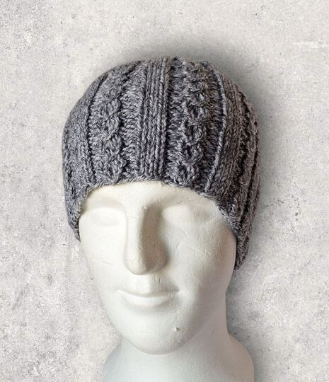 Strickanleitung Herren-Mütze, kleine Zöpfe, KU ca. 56 - 60 cm,         #360