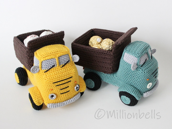 Amigurumi Klassischer Kipper Häkelanleitung Fahrzeug LKW Deko