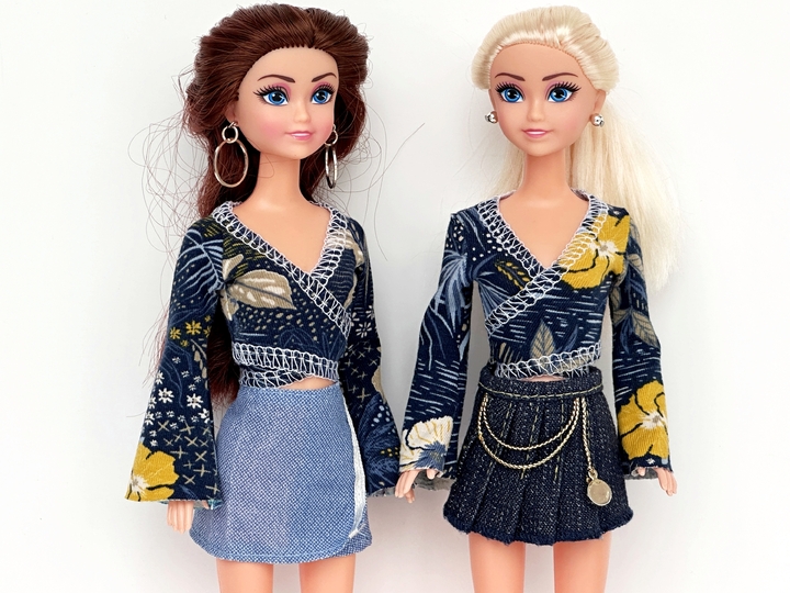 Wickelshirts für kleine Modepuppen - Nähanleitung mit Schnittmuster