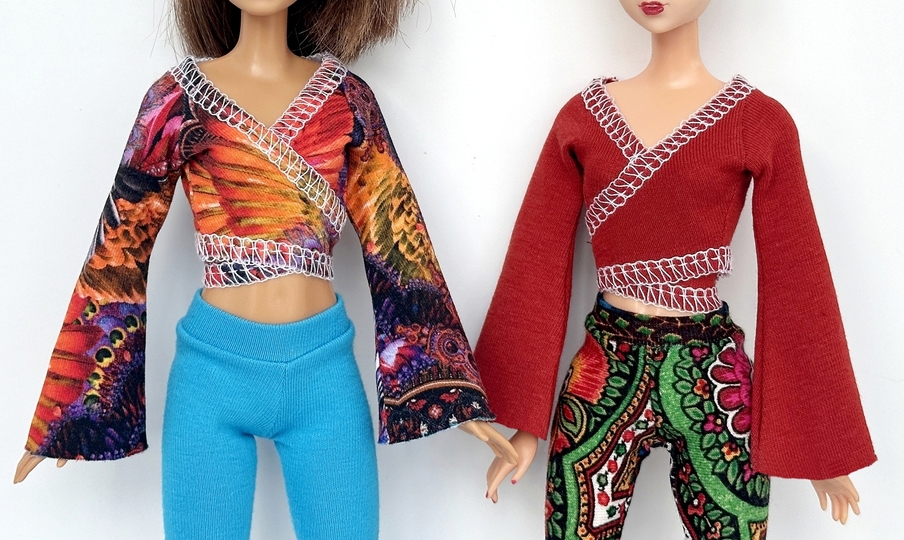 Wickelshirts für kleine Modepuppen - Nähanleitung mit Schnittmuster