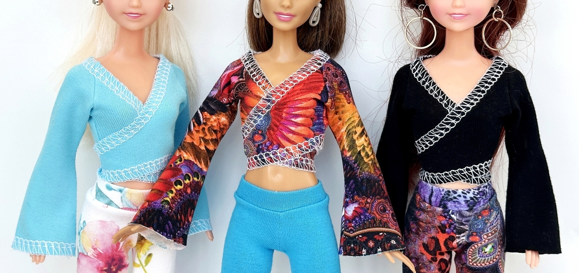 Wickelshirts für kleine Modepuppen - Nähanleitung mit Schnittmuster