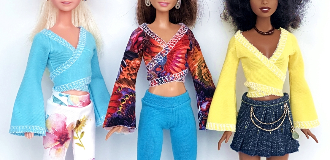 Wickelshirts für kleine Modepuppen - Nähanleitung mit Schnittmuster