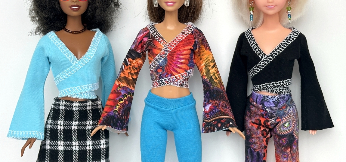 Wickelshirts für kleine Modepuppen - Nähanleitung mit Schnittmuster