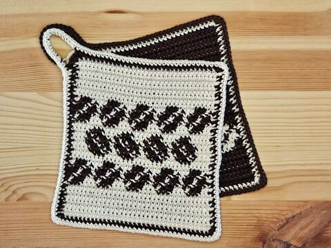 Häkelanleitung Topflappen "Kaffeebohnen"