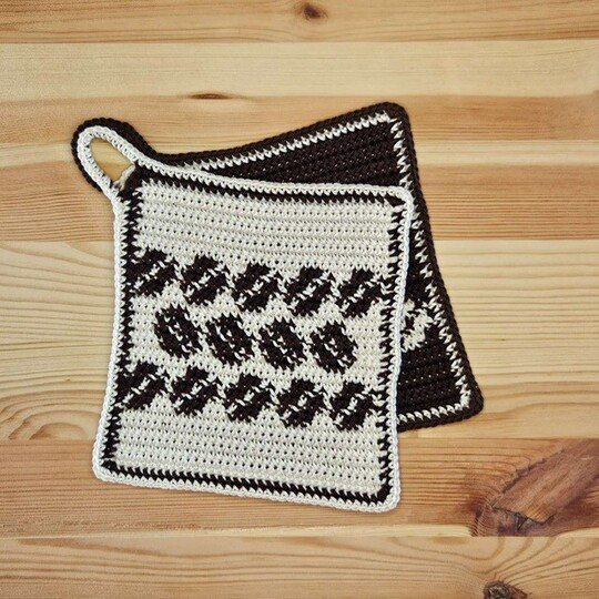 Häkelanleitung Topflappen "Kaffeebohnen"