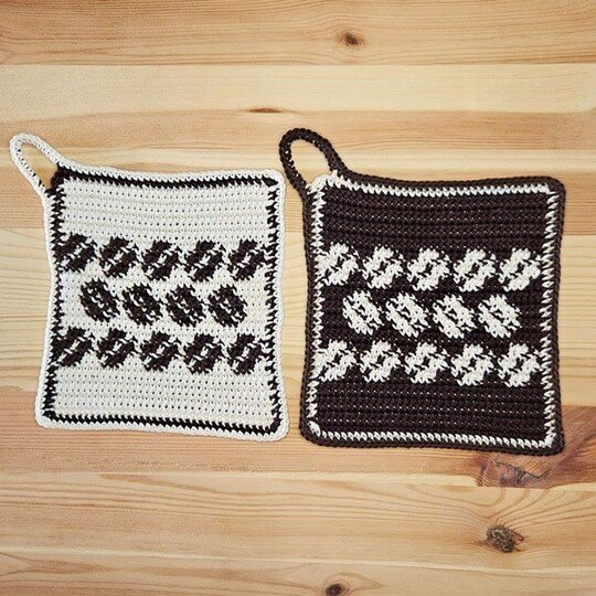 Häkelanleitung Topflappen "Kaffeebohnen"