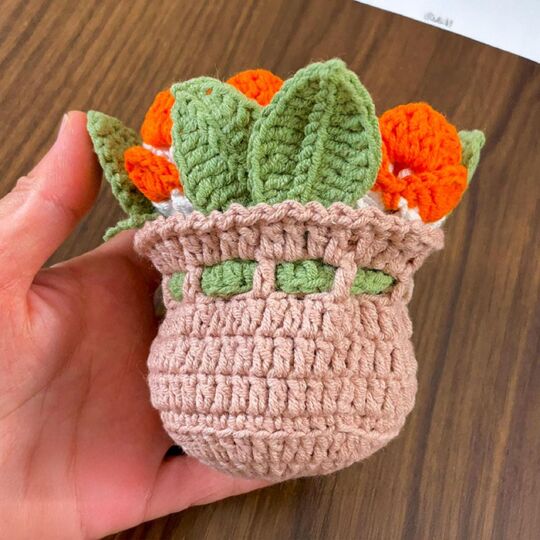 Elegant Rose Pot – Crochet Flower Basket PDF Pattern
