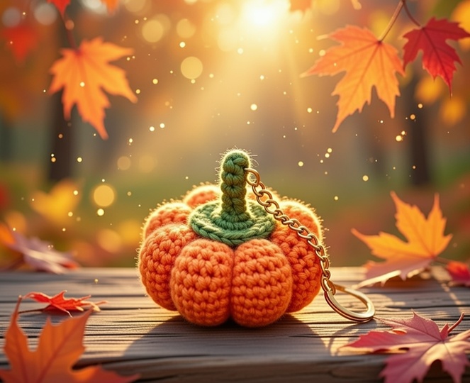 Crochet Pumpkin Keychain Pattern – PDF + Video Tutorial (English)