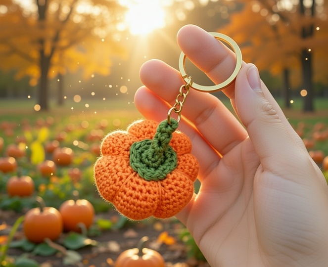 Crochet Pumpkin Keychain Pattern – PDF + Video Tutorial (English)