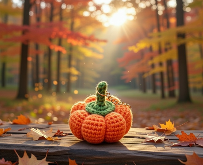Crochet Pumpkin Keychain Pattern – PDF + Video Tutorial (English)