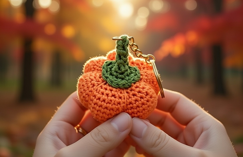 Crochet Pumpkin Keychain Pattern – PDF + Video Tutorial (English)