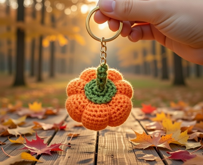 Crochet Pumpkin Keychain Pattern – PDF + Video Tutorial (English)